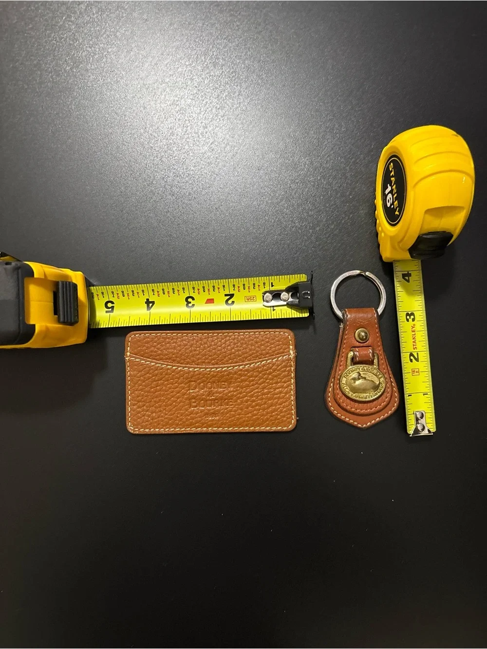 Dooney & Bourke Brown Pebbled Leather Card Holder and Key chain
